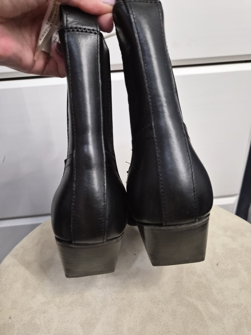 Marc Fisher Black Ankle Boots with Metal Toe Detail - Picture 4 of 6